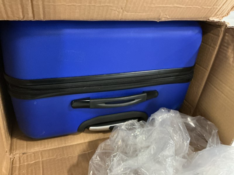 Condition photo showing As Is for SwissGear 7366 Hardside Expandable Luggage with Spinner Wheels, Cobalt, Checked-Large 27-Inch