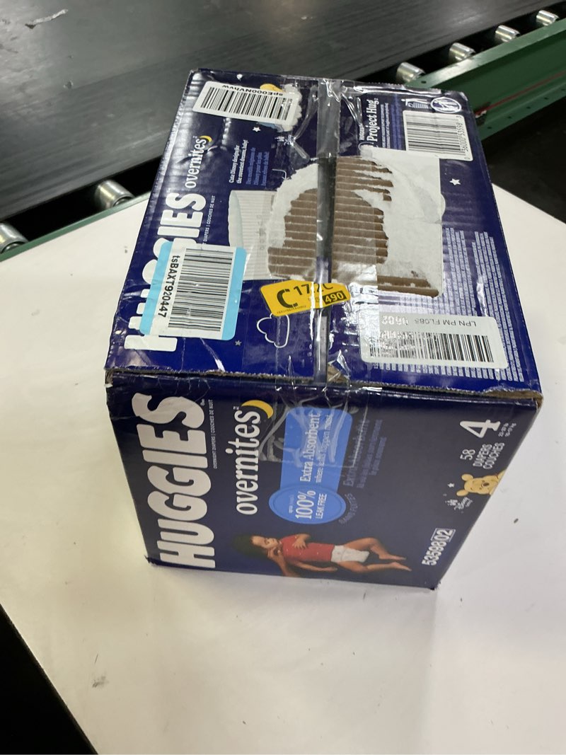 Condition photo showing New/Like New for huggies overnites size 4 overnight diapers (22-37 lbs), 58 ct, packaging may vary size 4 58