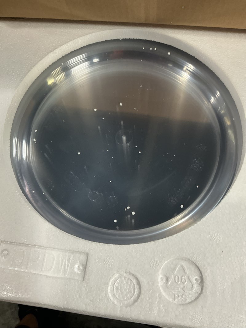 Condition photo showing Good Condition for beststar 12 inch disposable decor charger plates, 50 pack plastic clear plates with gold rim, perfect table decor for party, wedding, dinner, halloween black rim 50
