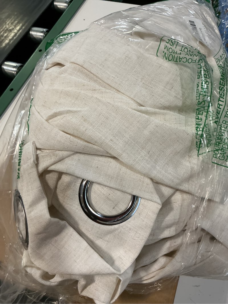 Condition photo showing Good Condition for jowels natural linen grommet curtains 88 inch long 2 panels for living room | semi sheer light filtering privacy curtains, modern farmhouse, linen drapes 88 inch length for bedroom dining cream ivory natural 52"w x 88"l (pack of 2)