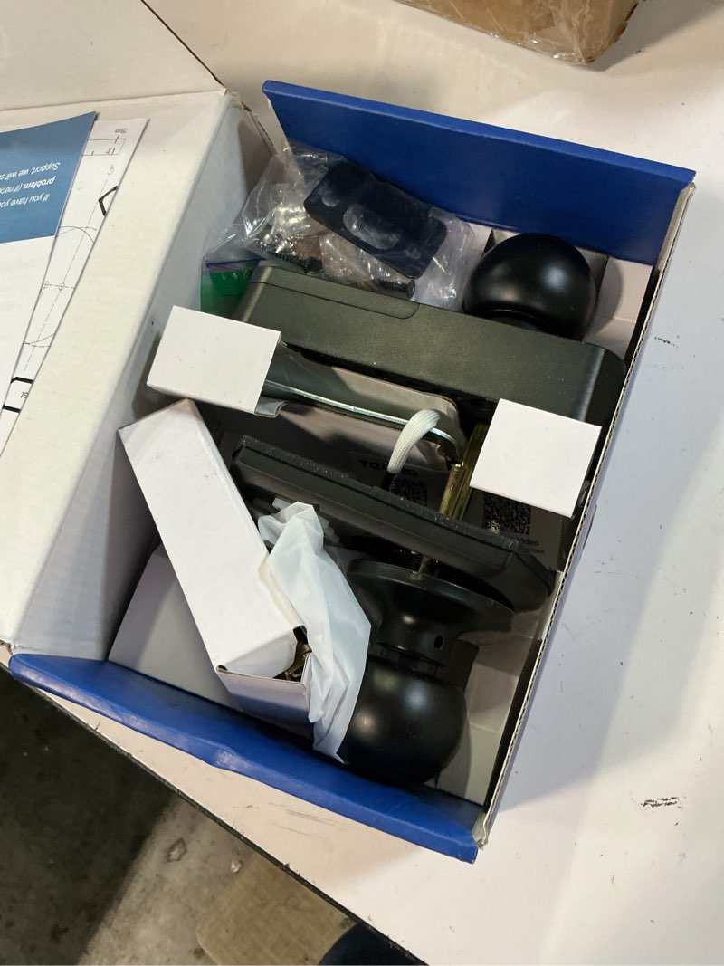 Condition photo showing Good Condition for teeho te003 keyless entry keypad door lock with handle, electronic digital smart locks for front door, smart door knob with code for bedroom, auto lock, passage mode, easy to install, matte black