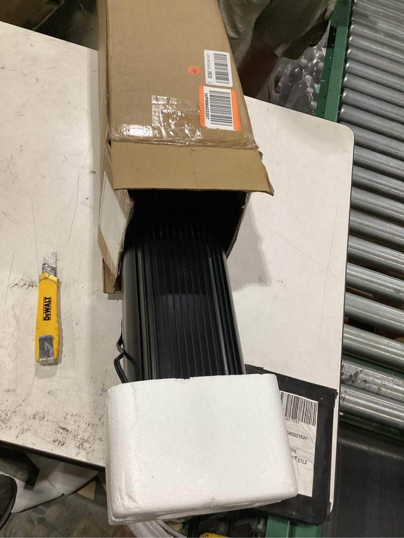 Condition photo showing As Is for *not tested* newbulig tower fan for bedroom, oscillating standing bladeless fan with remote, 5 speeds & 4 modes, 28db quiet for sleep, 22.3ft/s high velocity, led display, 12h timer, office, home, dorm, black