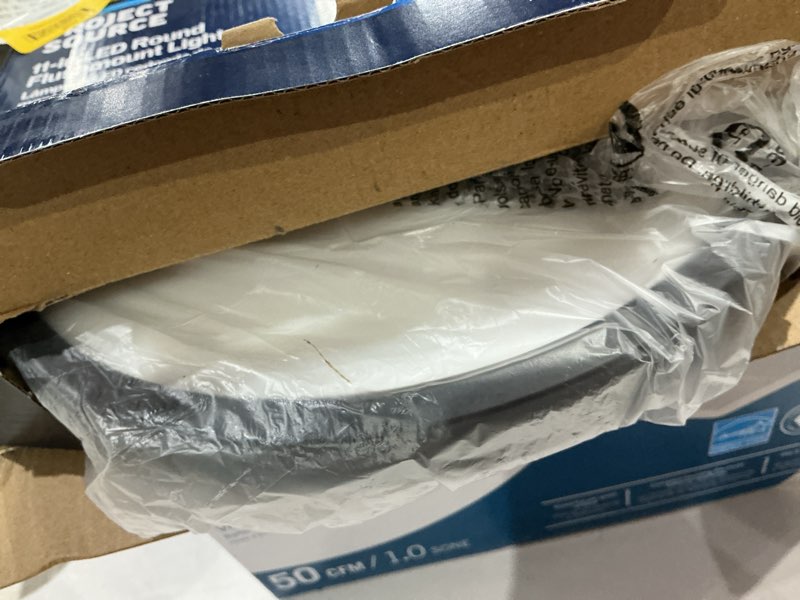 Condition photo showing As Is for similar to asd led 5\" round flush mount light | 10w 720lm 3000-5000k 120v | 3cct, dimmable, ultra slim, etl listed | thin surface lamp, bedroom ceiling lighting | bronze | round 5 inch