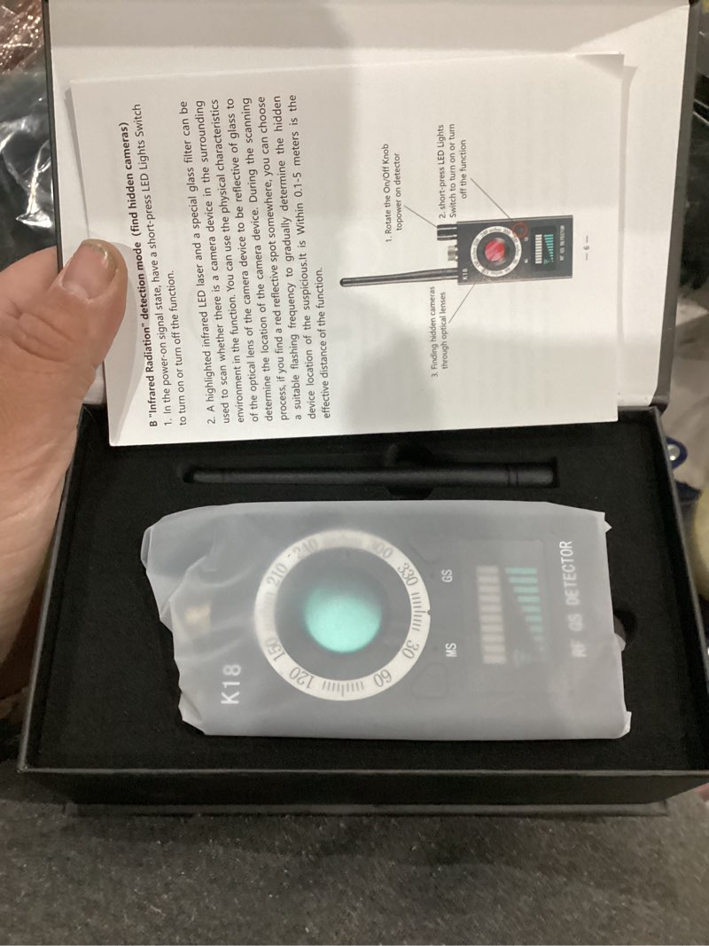 Condition photo showing Good Condition for Hidden Camera Detectors, Anti Spy Camera Finder, GPS Tracker Detector, Hidden Devices Detector for Airbnb, Hotels, Bathroom, Home, Office (Black)