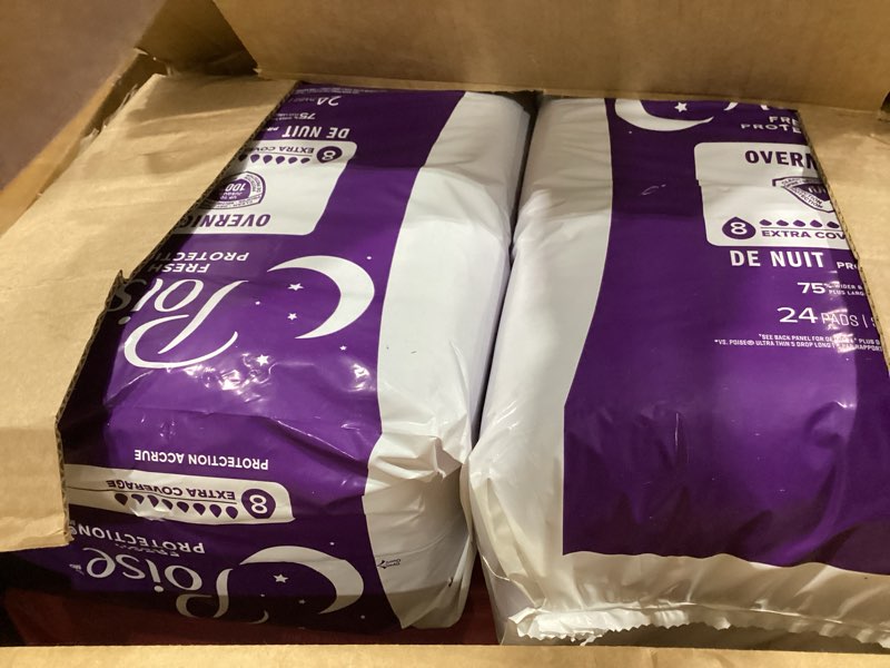 Condition photo showing Good Condition for poise overnight incontinence & postpartum pads for bladder leaks, 8 drop extra coverage, 96 count, packaging may vary long 96