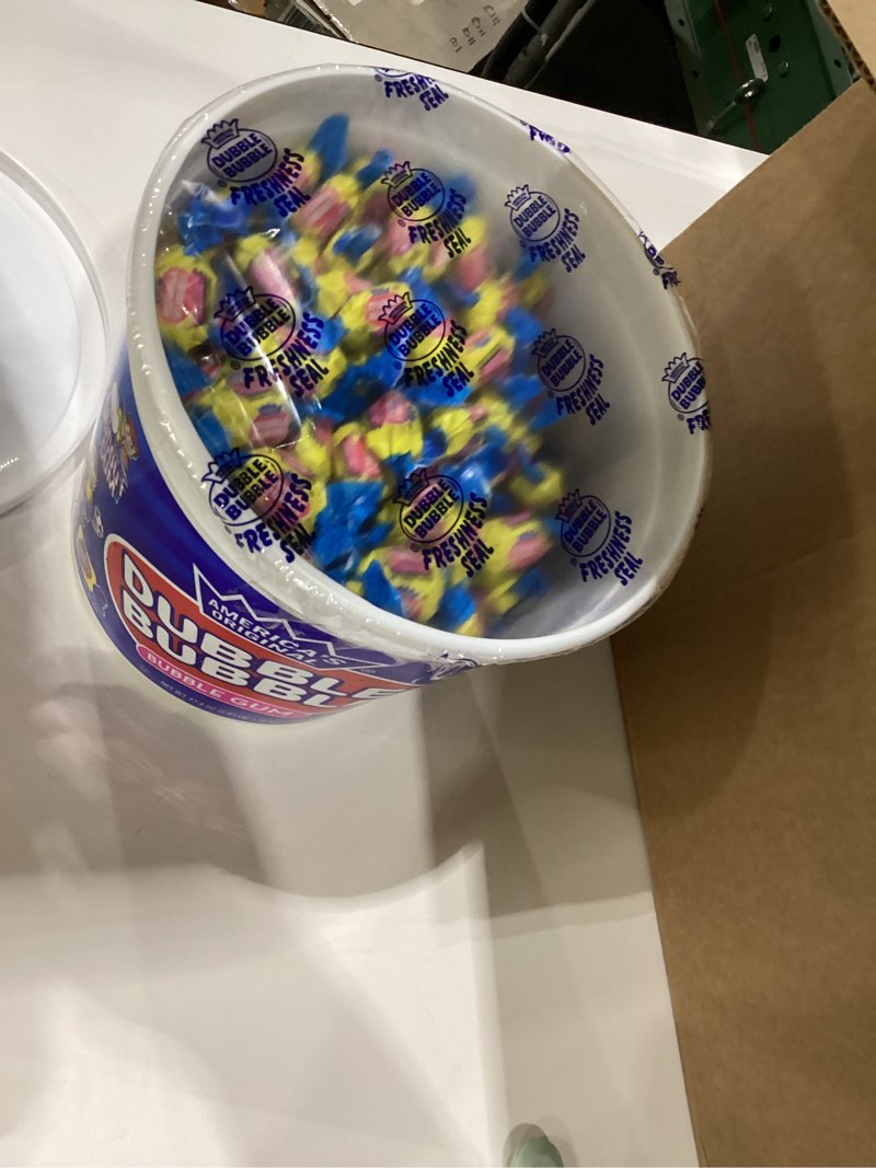Condition photo showing New/Like New for bb unknown america's original dubble bubble bubble gum 47.6 ounce value tub 300 individually wrapped pieces original 300 count (pack of 1)