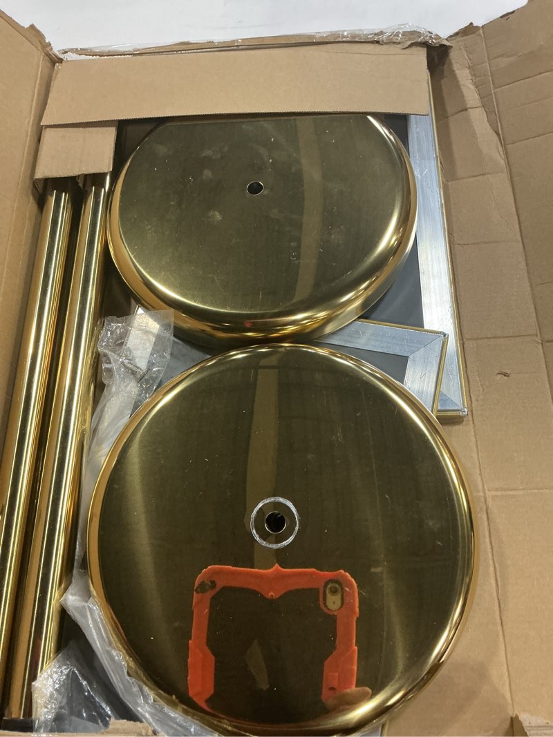 Condition photo showing Good Condition for 2 Sets Heavy Duty Stainless Steel Sign holder Stand, Adjustable Height 8.5 x 11 Inch Vertical Horizontal Aluminum Snap Open Frame Floor Billboard Stand .(gold, A4) gold A4