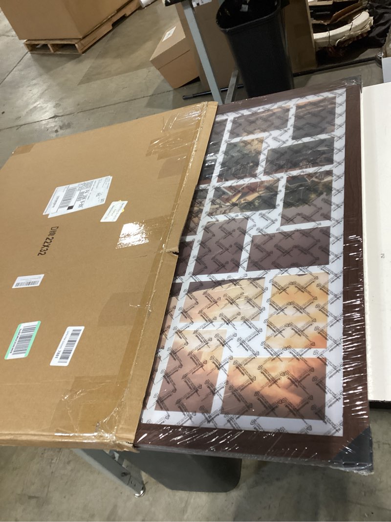 Condition photo showing New/Like New for 22x32 collage picture frame 4x6 picture frames collage wall decor displays twenty four 4x6 inch photos available horizontal wall mounting display and vertical walnut walnut 22x32?4x6 opening?