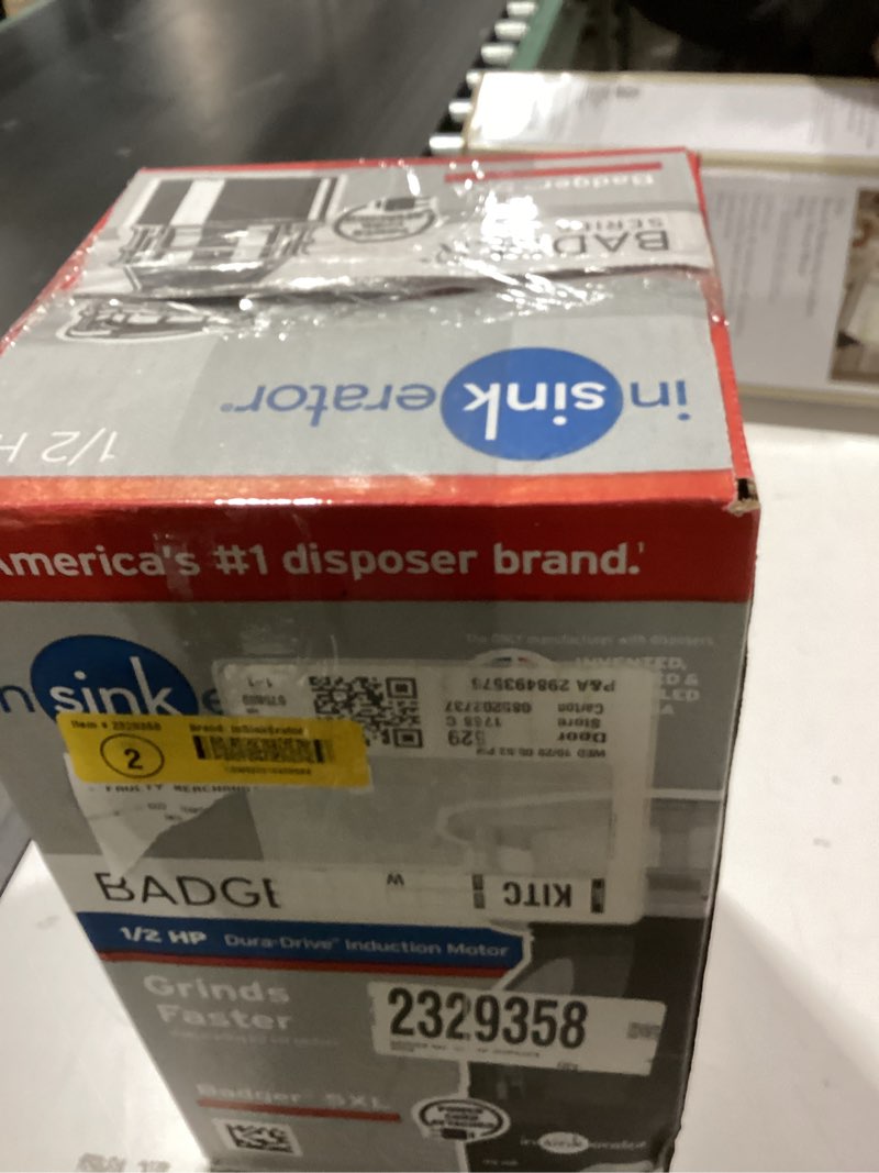 Condition photo showing As Is for InSinkErator Badger 5XL Continuous feed 1/2-HP Septic Safe Corded Garbage Disposal incomplete 