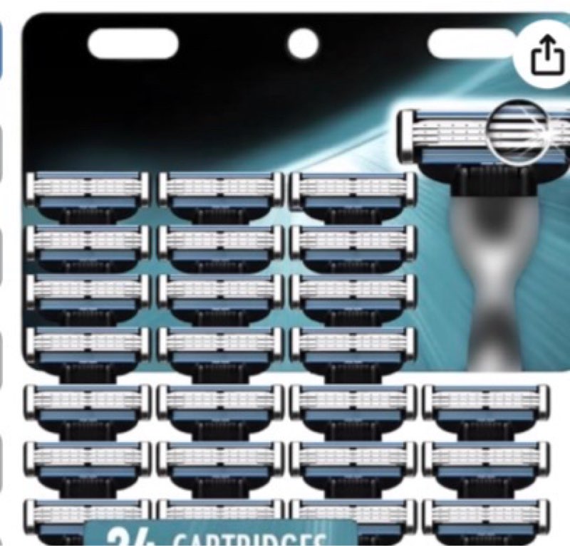 razor refills for men,razor blade refills for men - 24pcs compatible with razor blades refills with mach3 razors, dual lubrication blades for extra close & comfortable shave