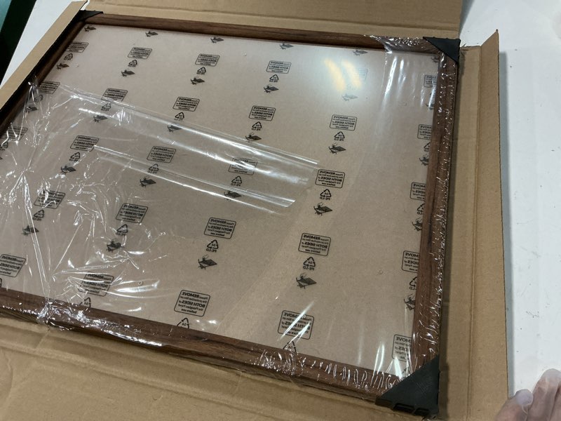 Condition photo showing Good Condition for rustic walnut 17x21 frame - single frame, 17 x 21 poster frame for artwork, puzzles, photos and movie posters picture frames 17" x 21"