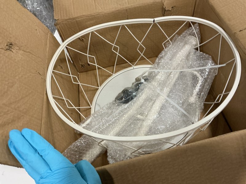 Condition photo showing As Is for Cactus shaped Freestanding Metal Coat Rack Stand with Basket Modern Organizer for Scarf Jacket Hat Bags Ideal for Home Entryway Bedroom Corner Stable and Moveable (white)