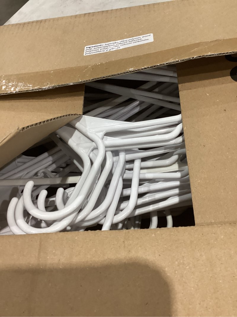 Condition photo showing Good Condition for house day plastic hangers 50 pack - white clothes hangers with non-slip shoulder grooves, durable and sturdy coat hanger, space saving slim design perfect for closet organizers and storage 50 pack white