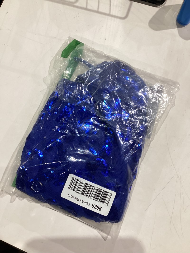 Condition photo showing New/Like New for Women's Spaghetti Straps Sparkly Sequins Bodycon Mini Dress Party Nightclub Homecoming Dresses Royal Blue Large
