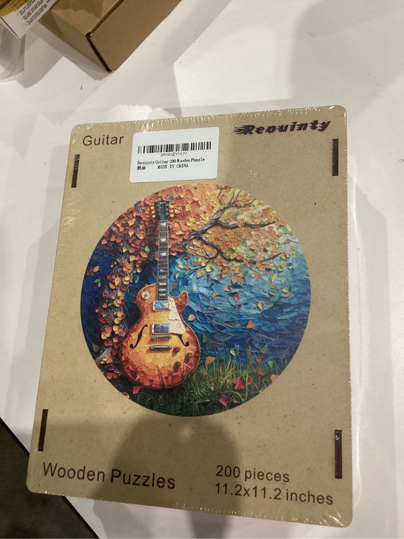 Condition photo showing New/Like New for Reouinty Wooden Puzzles for Adults, Autumn Jigsaw Puzzle, Guitar Jigsaw Puzzles 200 Piece, Thanksgiving Garden Puzzle, Birthday Gifts for Adults 11.2 x 11.2 in 200pcs Guitar