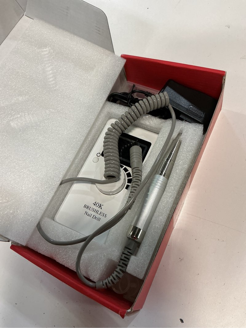 Condition photo showing Good Condition for brushless nail polishing machine, 40000rpm portable nail drill machine professional no heating electric file for manicure/pedicure, cuticle, grinding, salon home use(us)