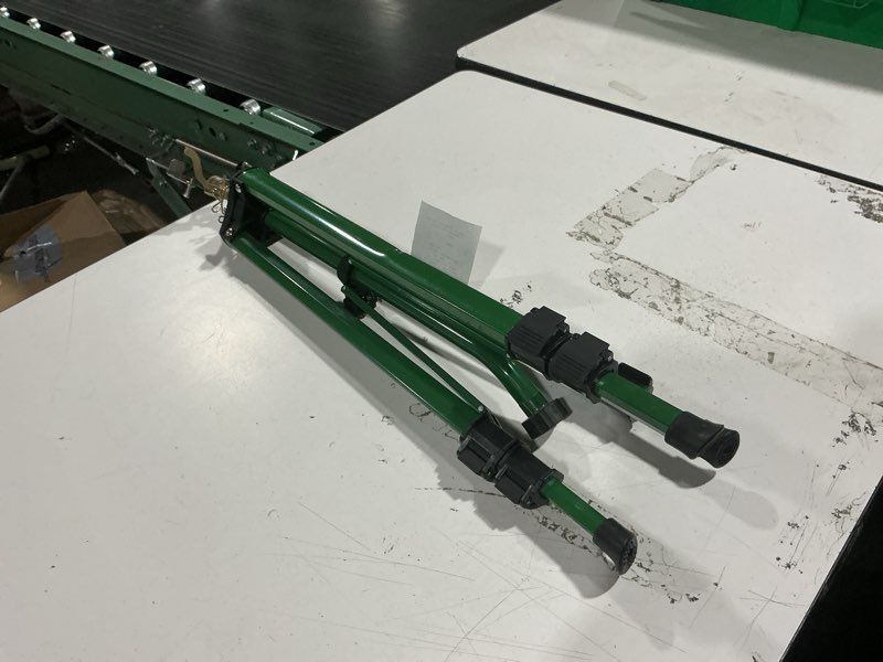 Condition photo showing As Is for orbit 1/2 inch brass impact sprinkler - adjustable metal tripod - long range lawn watering system - 360 degree rotating sprinkler - heavy duty irrigation system - adjustable 22-48 inch height - 58308