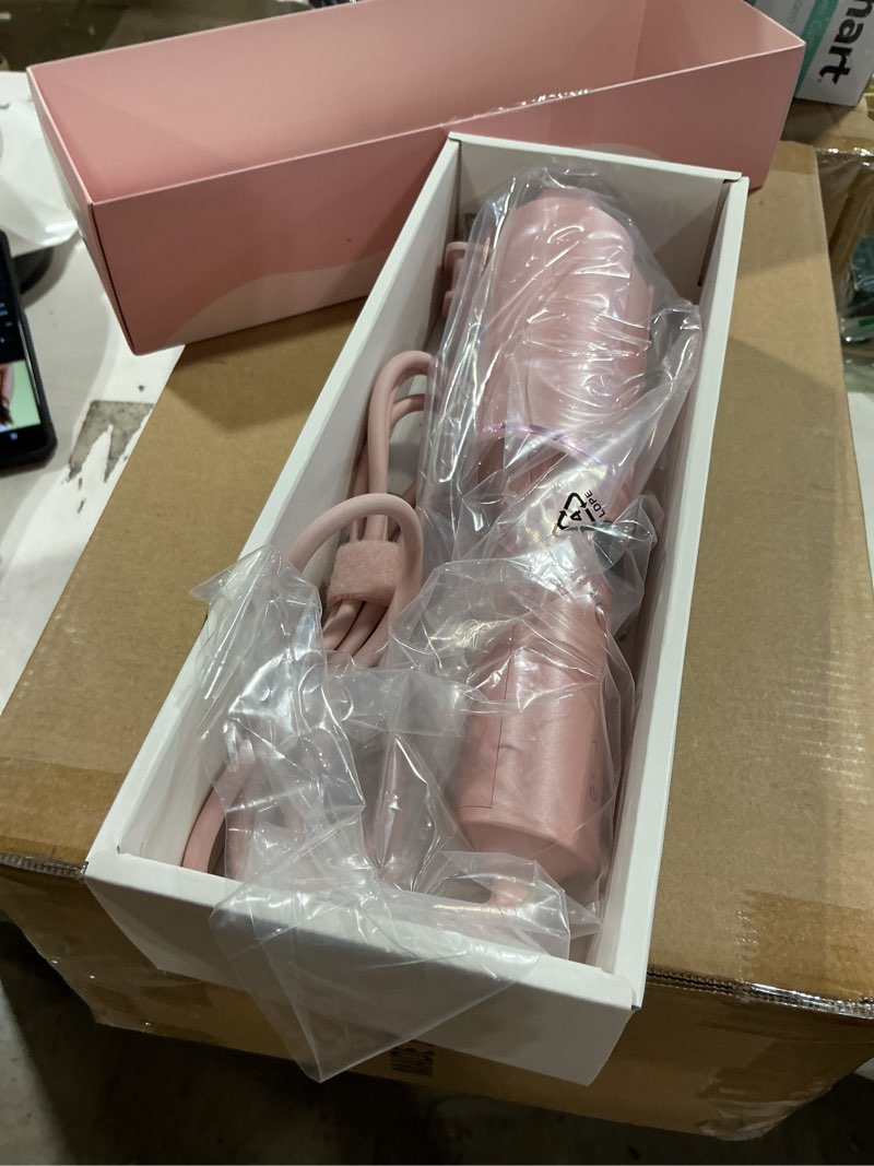 Condition photo showing New/Like New for tymo automatic rotating curling iron - tymo curlpro beach waves curling wand, portable hair curler, 500 million ionic, dual voltage & lightweight for travel, ceramic coating, 1 inch, pink