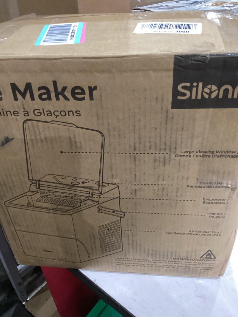 Condition photo showing Good Condition for Silonn Countertop Ice Maker with Expanding Ice Basket, 9 Cubes in 6 Mins, 2.5L Ice Basket, Self-Cleaning Ice Maker with LED Touch Control, 2 Bullet Ice Sizes for Home, Kitchen, Office Black with Expanding Ice Basket 26lbs