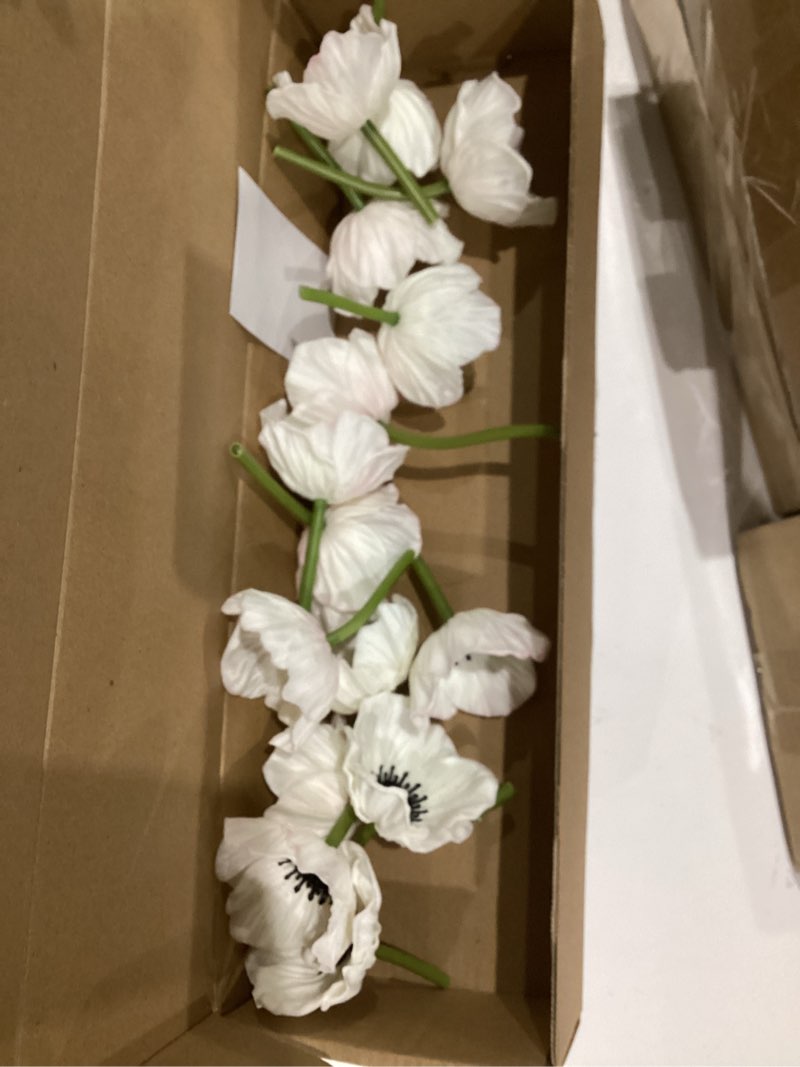 ipopu white poppy flowers artificial 20pcs real touch faux poppies with stems 19.4" pu fake flower a