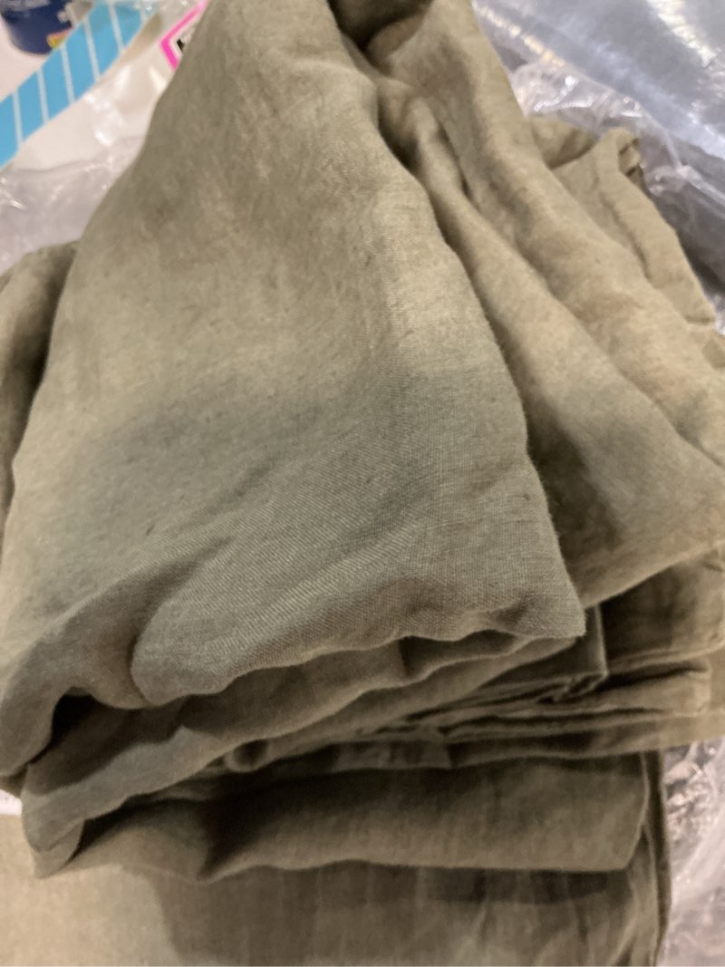 Condition photo showing New/Like New for european linen double flange duvet cover (size: twin color: dusty olive)
