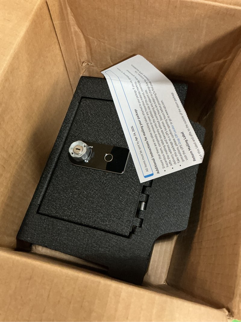 Condition photo showing As Is for center console safe gun safe, wasai console gun vault lock box compatible with ram 1500/2500/3500 laramie/bighorn/powerwagon 2019-2026, 4-digit lock with backup key. 4-digit combination lock with backup key