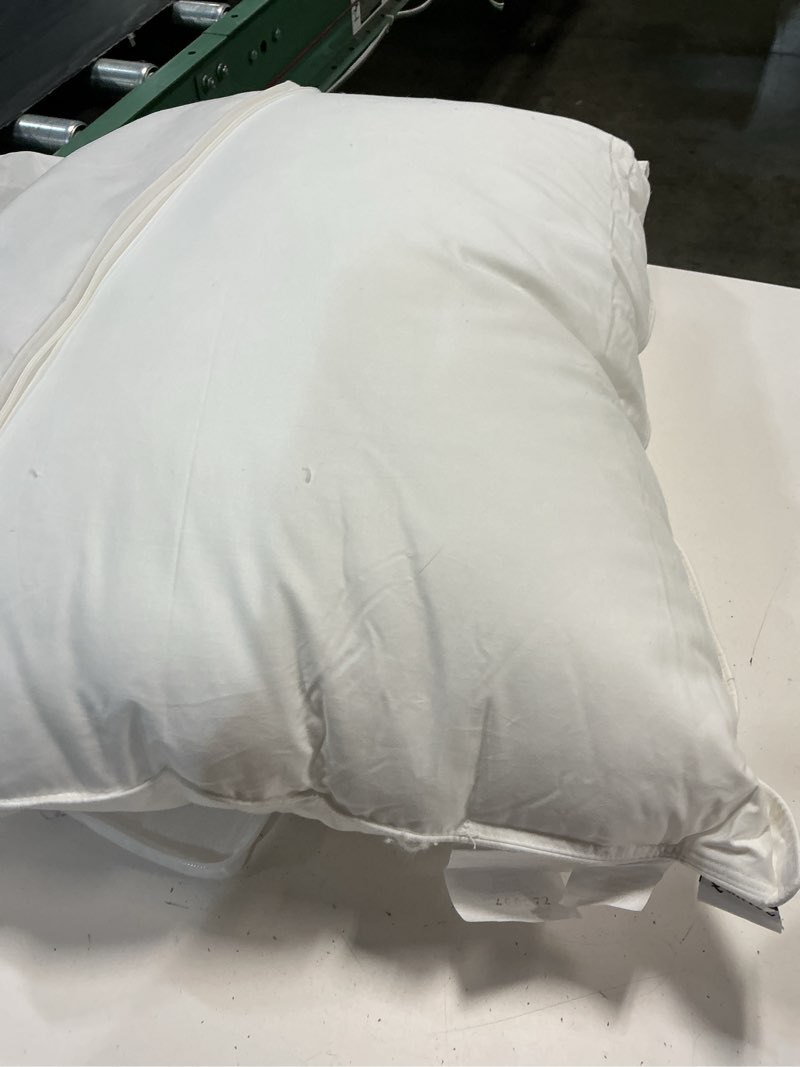 Condition photo showing As Is for premium down alternative pillow, standard, medium/firm