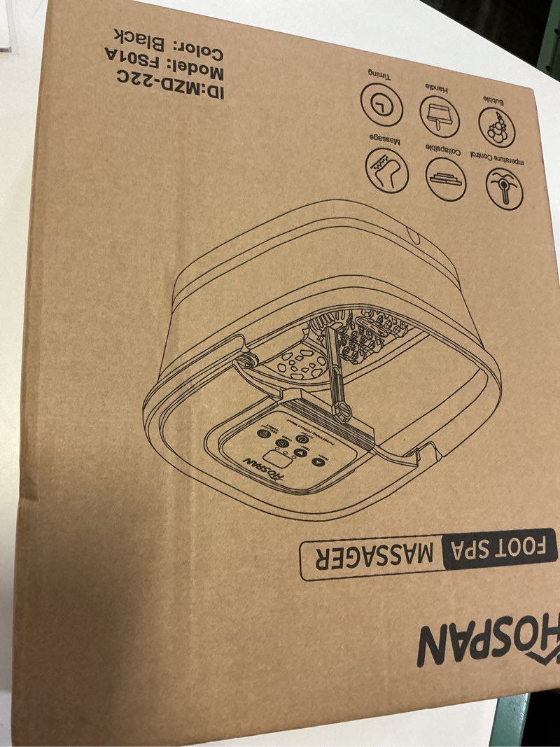 Condition photo showing New/Like New for HOSPAN Collapsible Foot Spa with Heat, Bubble, Red Light, and Temperature Control, Foot Bath Massager with 8 Shiatsu Massage Rollers, Pedicure Foot Spa for Relaxation and Stress Relief, Black