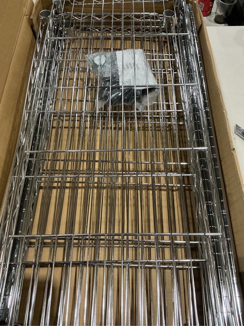 Condition photo showing Good Condition for project source 36-in w x 16-in d x 72-in h 5 -tier chrome metal wire utility shelving unit