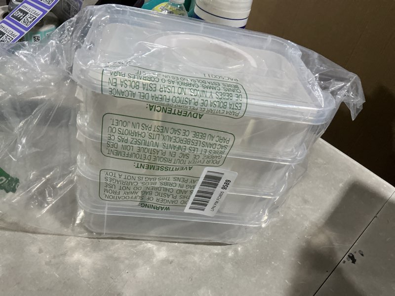 Condition photo showing Good Condition for foraineam 4-tier clear storage bins with 2 divided trays, stackable carry storage box container, plastic lidded organizer case with handle for beads, tools, arts & crafts, sewing, office supplies