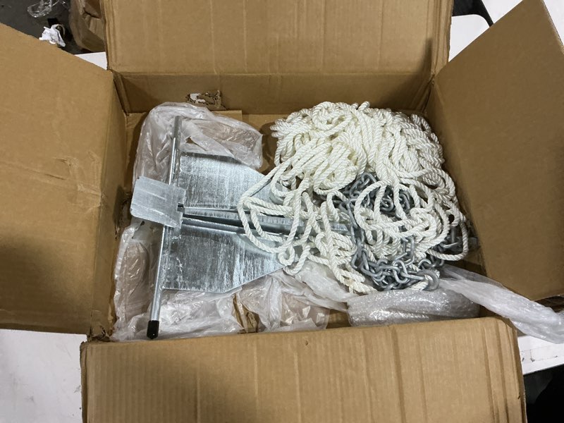 Condition photo showing Good Condition for boat anchor kit, 5/8.5 lbs heavy duty boat anchor with chain, rope and shackles, galvanized steel/stainless steel anchor for 8-16/15-24 ft boats, pontoons, dinghy, fishing and bass boats 8.5 lb (fits 15 - 24 ft boats)