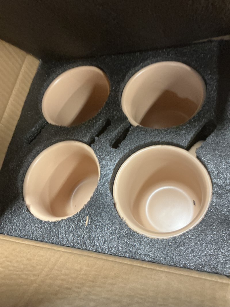 Condition photo showing New/Like New for gzg 18 oz coffee mugs set of 4, modern ceramic coffee cups set with handle, large coffee mugs for tea, latte, milk, cocoa, rustic matte glaze, microwave & dishwasher safe(warm sand) warm sand 4 pcs mug set