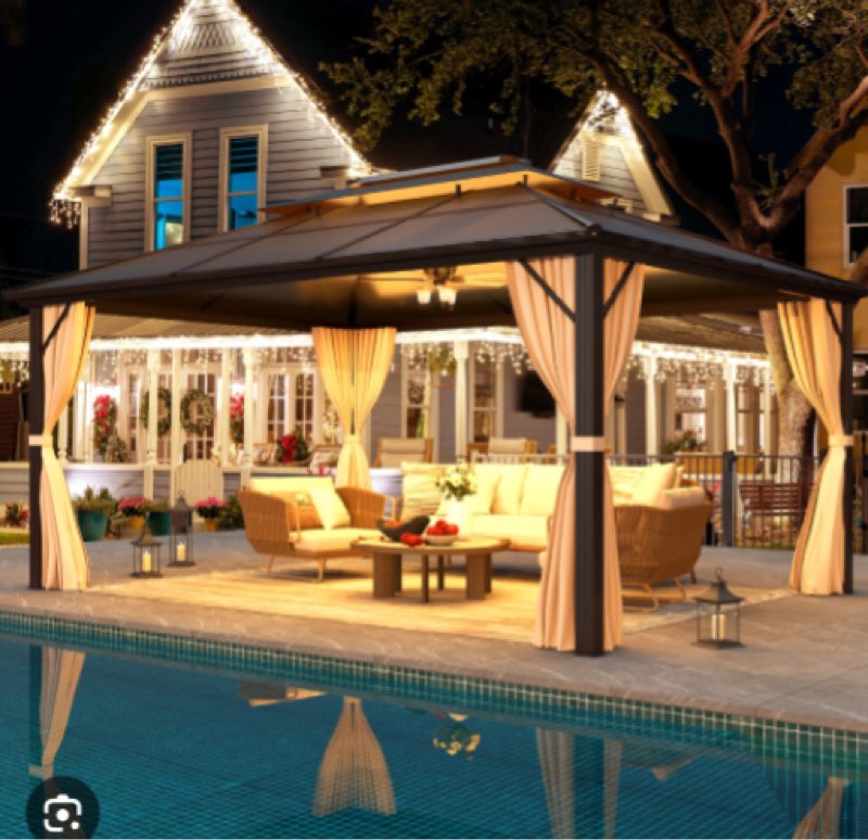 (incomplete box 1 of 2) 10FT X 13FT Aluminum Patio Hard brown 