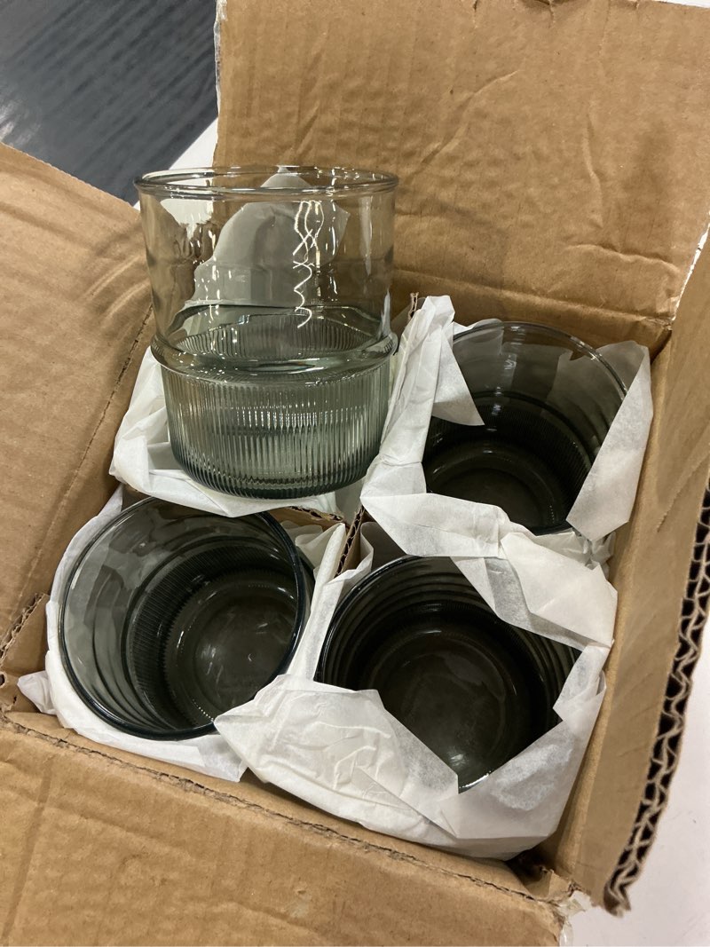 Condition photo showing Good Condition for better homes & gardens 4-piece green ribbed tritan short tumbler set