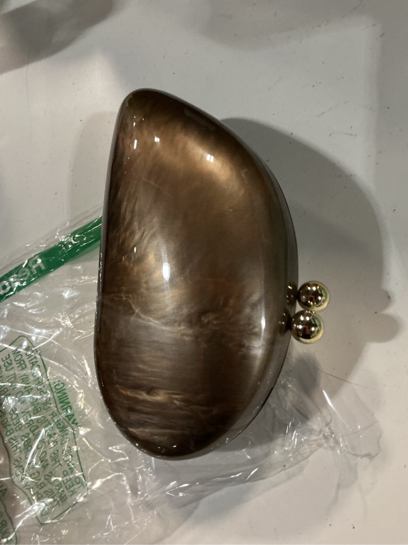 Condition photo showing Good Condition for acrylic seashell clutch purse for women, elegant marble evening bag, wedding party clutch handbags bronze