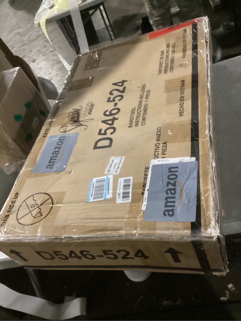 Condition photo showing New/Like New for Signature Design by Ashley Valebeck | Modern Swivel 24.5" Counter Height Barstool – Rustic-Industria