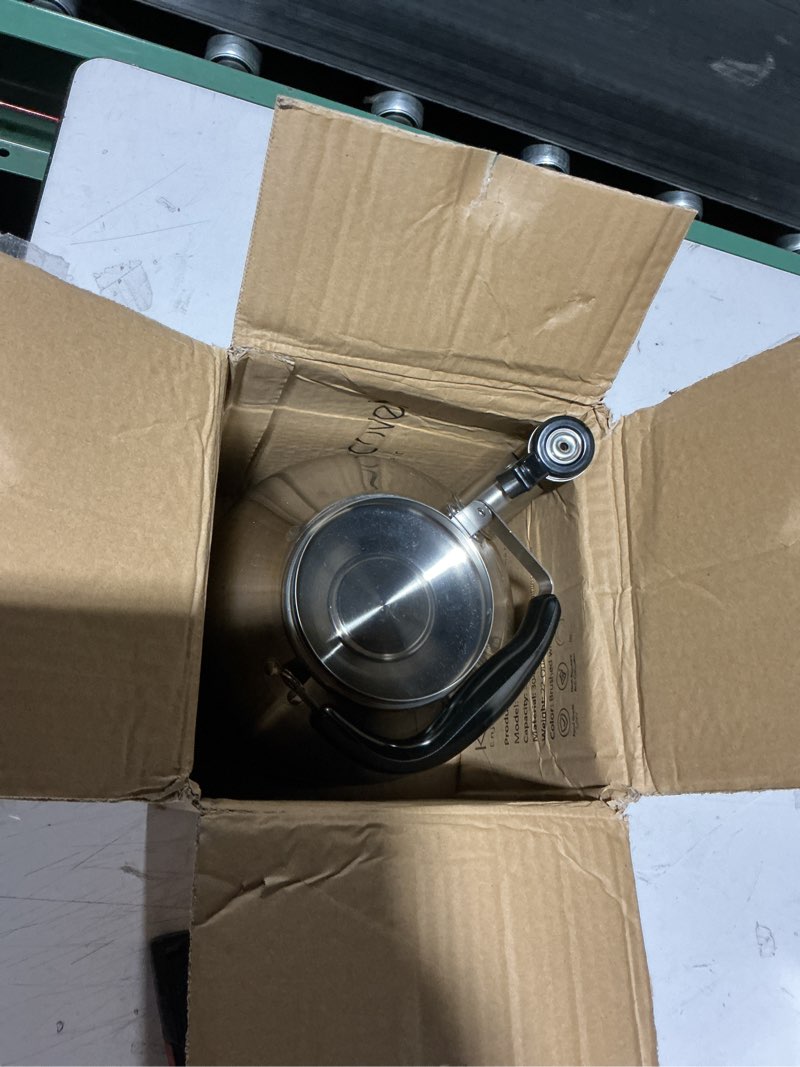 Condition photo showing Good Condition for whistling tea kettle for stove top,304 stainless steel tea kettles,4l/4.2qt tea kettles for kitchen,camping,traveling,portable,fast to boil 4.2 quarts