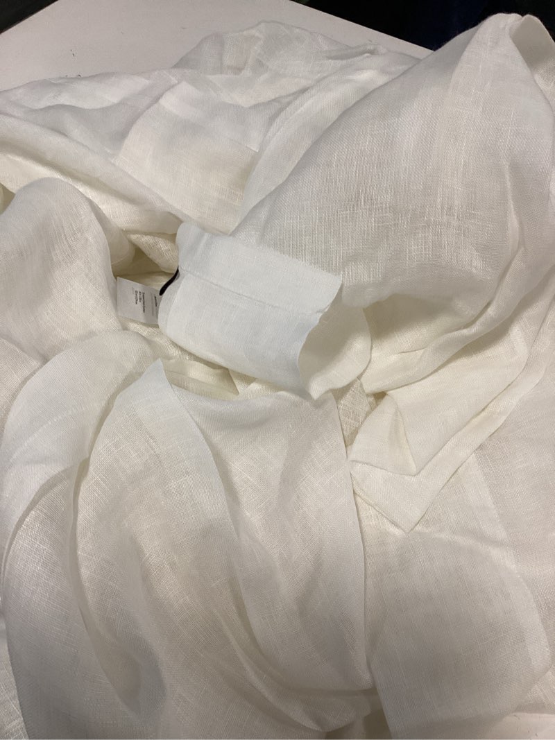 Condition photo showing Good Condition for european linen curtain set of 2 ivory 48x108