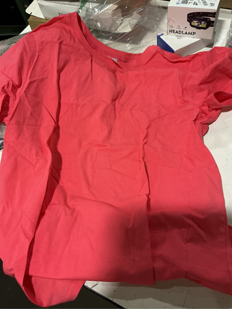 Condition photo showing Good Condition for yitan womens short sleeve crewneck t shirts summer solid tops casual basic tees large watermelon
