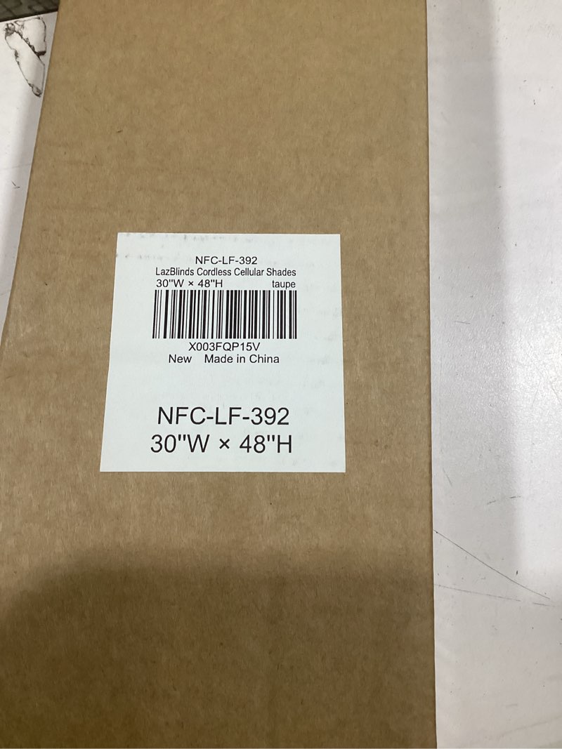 Condition photo showing Good Condition for lazblinds cordless cellular shades, no tools no drill light filtering honeycomb shades pleated blinds for windows, 30'' w x 48'' h, taupe light filtering-taupe 30'' w × 48'' h