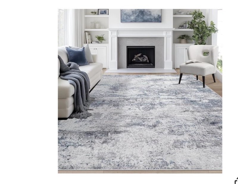 8x10 Area Rugs for Living Room Rug Washable: Abstract Large Rug for Dining Room Bedroom Carpet Non Slip 8 by 10 Indoor Modern Nursery Home Office Blue Grey