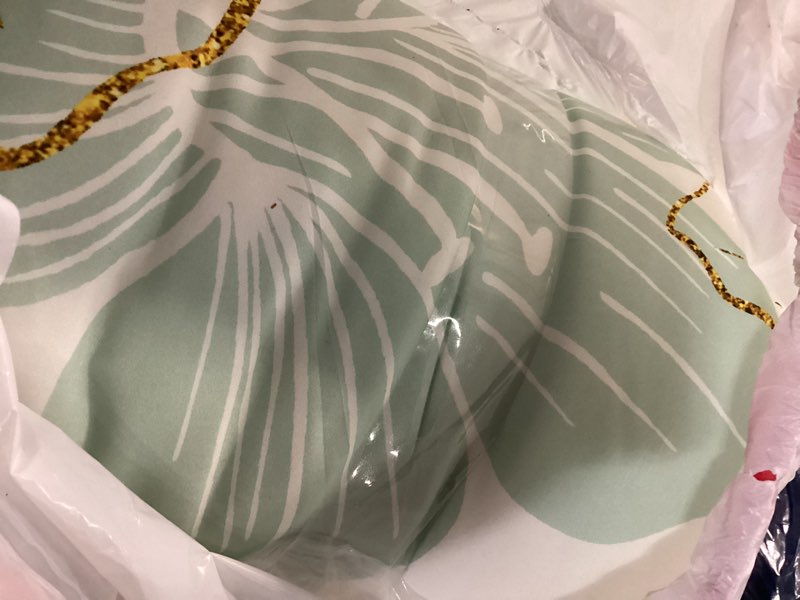 Condition photo showing Good Condition for luxudecor sage green floral comforter set queen size, 7 pieces bed in a bag gold glitter metallic comforter and sheet set, soft microfiber complete bedding sets for all seasons queen gold