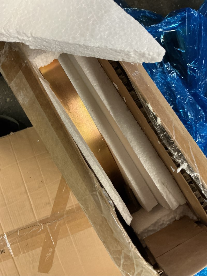 Condition photo showing Good Condition for JAWGLOW Full Length Mirror, 65 "x 22" Arched Floor Mirror with Stand, Wall Mounted Mirror, Standing Mirror with Aluminum Alloy Frame, Freestanding, Wall-Mounted or Leaning (Gold) Gold 65"x22"