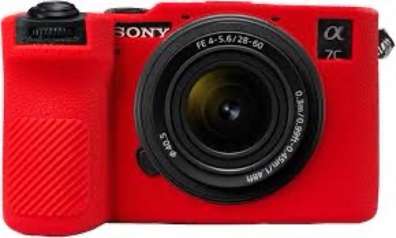 Easy Hood Camera Case for Sony Alpha 7C II A7C II A7CII A7CR Digital Camera, Lightweight Soft Silicone Cover, Anti-Scratch Protective Camera Body Skin Case (Red )