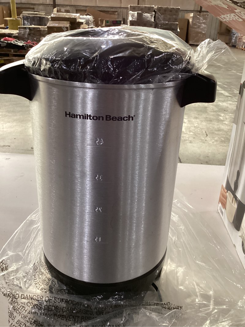 Condition photo showing As Is for Hamilton Beach 45 Cup Coffee Urn and Hot Beverage Dispenser, Silver Single-Spout