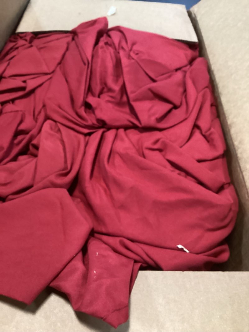Condition photo showing As Is for CozyLux King Size Comforter Set Dark Red, 7 Pieces Pintuck Bed in A Bag Red Comforter King Size, Pinch Pleat Bedding Set with All Season Comforter, Sheets, Pillowcases & Shams Dark Red King