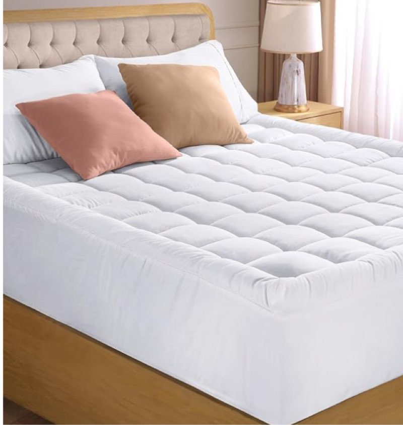 utopia bedding twin mattress pad, quilted fitted premium mattress protector, deep pocket cover stretches up to 16 inches, fluffy pillow topper (39x75 inches, white)