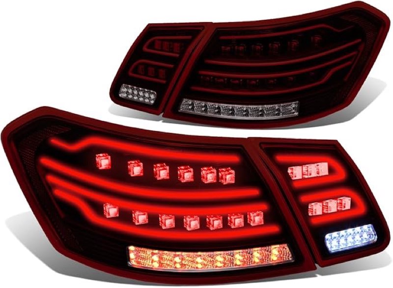 dna motoring tl-led-3d-w21209-rd-sm led 3d tail light assembly driver & passenger side [compatible with 10-12 e-class sedan / 09-12 e63 amg sedan]