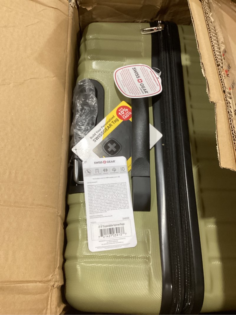 Condition photo showing Good Condition for SwissGear 8018 Expandable Luggage, Hard Shell Large Luggage with Spinner Wheels Checked-Large 27-Inch Sand