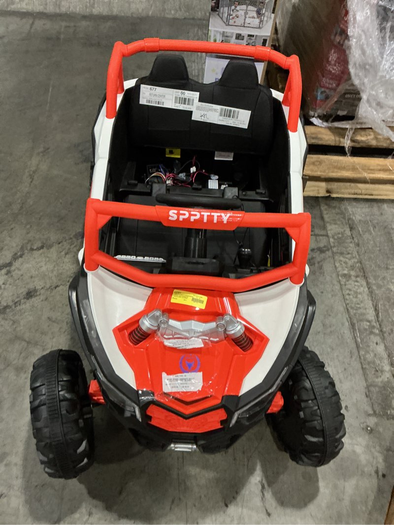 Condition photo showing As Is for 24v ride on toys with remote control,4wd ride on car for kids, electric utv with pu leather 2 seater,3-8years